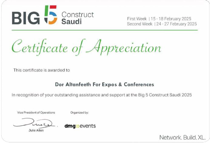 Big 5 Construct Saudi Certificate